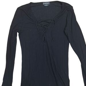Bebe Long Sleeve Front Tie Shirt